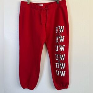Wisconsin Badgers UW Red Unisex Sweatpants Joggers Soffe Size Large Cropped